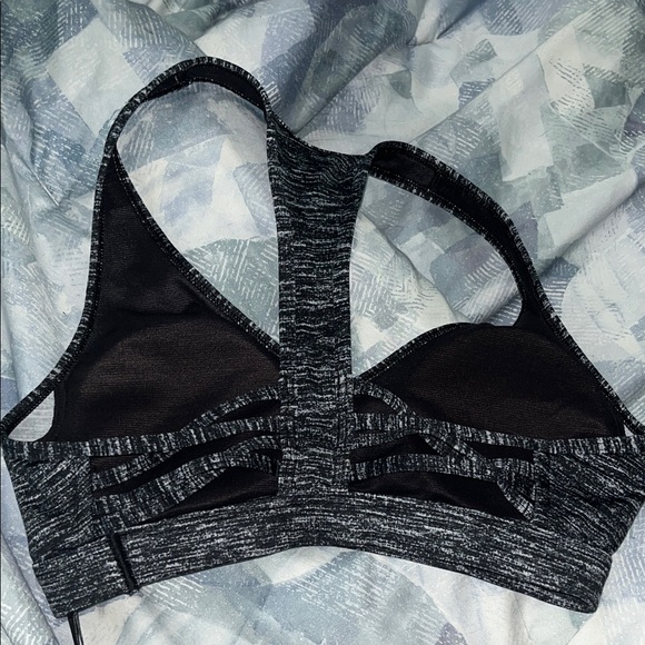 Heathered Black and Gray Sports Bra - Picture 3 of 6